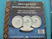 NOS BLUE GARLAND FOUR COASTER/ASH TRAYS JOHANN HAVILAND BAVARIA GERMANY