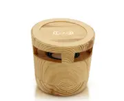 S18 2 In 1 10W Wireless Fast Charge Bluetooth Speaker for Bedroom Retro Wooden Barrel Shape Subwoofer Small Steel Cannon