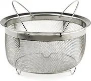 RSVP International Mesh Colander Strainer Basket with Folding Handles, 3 Quarts | for Pasta, Frying, & Salads | Dishwasher Safe | Use in Pressure Cookers | Steaming, Draining & Rinsing