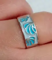 Vintage Beautiful Enamel Ring Sterling Silver 925 test Women Jewelry size 6.75