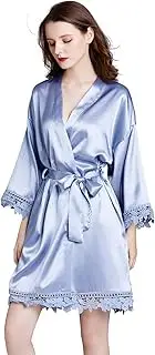 QIY Women's Silk Satin Kimono Robe Nightgowns Soft Pajama Lightweight