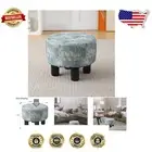 Versatile Round Ottoman with Soft Linen Finish - Perfect for Small Spaces
