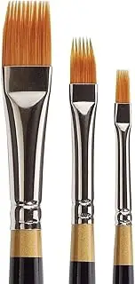 KINGART Original Gold Flat Rake Comb Series 3-Piece Set Premium Golden Taklon Multimedia Artist Brushes