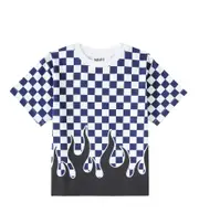 [Molo] Molo Rodney checked cotton jersey T-shirt Y 12 blue