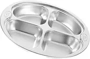 ERINGOGO Stainless Steel Boys and Girls Dinner Plate Set 4 Sections Toddler Plates Baby Utensils for School Lunch