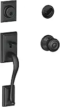 Addison Single Cylinder Handleset and Georgian Knob, Matte Black (F60 ADD 622 GEO)