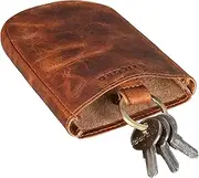 STILORD 'Monty' Key Case Leather with Key Ring and Key Fob Vintage Key Pouch Large for Women and Men Holder in Genuine Leather, Kara - Cognac, S, Coin Pouch