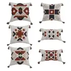 Boho Geometric Tufted Pillow for Case Multicolor Tassel Rustic Woven Cushion Cov