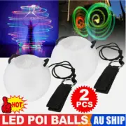Pair of LED Poi Balls Multi Coloured Light up Ball Belly Dance Juggling Party AU