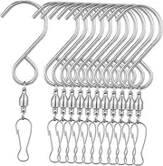 Abaodam 12 Pcs Stainless Steel Swivel Hooks for Wind Chimes Bird Feeders Flower Baskets Rotatable Design Secure Grip Lightweight Durable Hanging Clips for Outdoor Decor