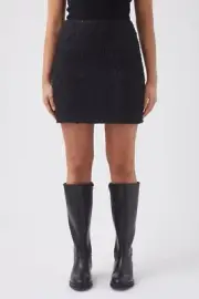 NEW DECJUBA Size 14 Black Bridgette Boucle Mini Skirt