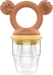 Cherub Baby Non-Toxic BPA Free Silicone Fresh Food Feeder, Fruit Feeder, Easy to Hold, Gentle on Little Mouths, Self-Feeding, Dishwasher, Freezer and Steriliser Safe, 4 Months and Older - Mimosa / Caramel