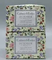 Crabtree & Evelyn Summer Hill Triple-Milled Bar Soap 2-pk 7oz/ea Lot of 2 New