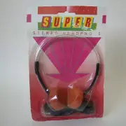 Vintage 1980s "Super" Stereo Headphones-NOS-NOS Adjustable Headband