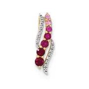 14k Yellow Gold Lab Created Pink Sapphire/Lab Created Ruby u0026 Real Diamond Pendant