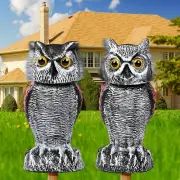 Fake Plastic Owl Decoys, Rotating Head Garden Owl Statue Waterproof Owl Scarecro