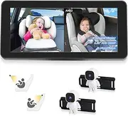 TMA Baby Car Camera 2 Kids, Dual Channel 6.86 Inch HD 1080P Display with 2 IR Night Vision, Easy Install Safety Baby Car Mirror Camera