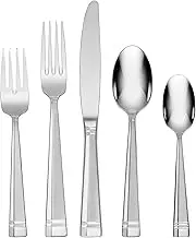 Oneida 45 Piece Amsterdam Everyday Flatware, Service for 8, 18/0 Stainless Steel, Silverware Set, Dishwasher Safe, Multi