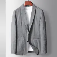 在飛比找Yahoo奇摩購物中心優惠-[巴黎精品]西裝外套休閒西服-純色微皺彈力春夏男外套3色p1