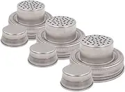 Shaker Lids for Jars Stainless Steel Jar Lid Silicone Seal for Seasonings Pepper Salt Cocktails
