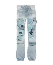 Amiri Patchwork Detailed Straight Leg Jeans 33,38,29,30,32 Gray