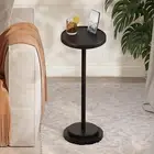 Drink Table, 24.4" Tall Compact Side Table Black Phone Slot and Weighted Base,