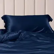 THXSILK Silk Pillowcase for Hair and Skin - 100% 25 Momme Mulberry Silk Bed Pillow Sham, Envelope Closure, Both Sides Silk, 750 Thread Count (Navy Blue, Queen(20 x30 inch/51x 76 cm))