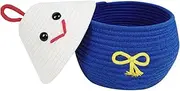 Multipurpose Cartoon Woven Storage Basket with Lid Decorative Sundries Container for Bedroom Bathroom and Living Cute Home Organizer for Adults