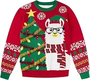 [Lovekider] 7-14 Years Girls Ugly Christmas Sweater for Kids Tinsel Garland Embellished Holiday Knit Pullovers