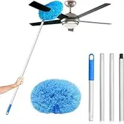 1.4m Ceiling Fan Blade Cleaner Duster Brush Washable for Cleaning Wall Door Window Extendable Handle (Blue Set)