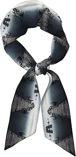POCUK Old Wood Pier Above Calm Water Long Strip Silk Scarf (Satin) Fashion Headpiece Headband Scarf Fashion Accessories, Black, One size