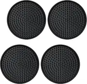 Soft Drinks Coasters Set - Absorbent Cup Mat for Coffee Table - Kitchen & Coffee Table Decor (Dots, 4Pack - Black)