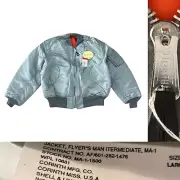 NwT Corinth MFG Co MA-1 Flyers Bomber Reversible Jacket Men’s size L in Silver