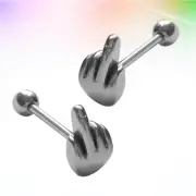 2pcs Stainless Steel Stud Tongue Stud Jewelry Body Piercing Jewelry