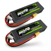 2X OVONIC 2200mah 3S Lipo Battery 11.1V 25C XT60 for RC Helicopter Airplane JET