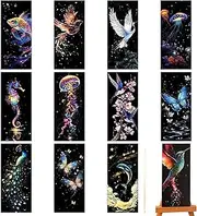 Scratch Bookmark Kit - Students Scratch Paper Set of 12 | Bookmarks Craft Paper Art Sets for Kids Students Party Bag Fillers