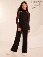 Lipsy Black Mesh Sleeve Jumpsuit (5-16yrs) (E74694) | $56 - $70