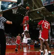 Larry Johnson dunking vs Arkansas at Barnhill Arena Fayetteville A- Old Photo