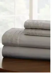 New Amrapur Pintuck Hem Full 4-piece Sheet set - Grey 1000 Thread Count