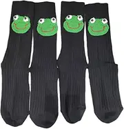 [DEEPWIN] Frog Socks Popular Cotton Socks Little Frog Style Mid Length Versatile Snow Boots And Socks, Black