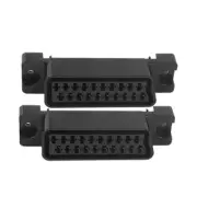 2 Pcs 21 Pins Vertical Type Scart Socket Connector Black