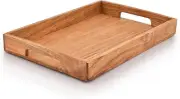 Samhita Acacia Wood Serving Tray with Handles,Wooden Tray, Snack Coffee