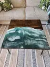 Custom Blue Ocean Epoxy Resin Table, Handmade Living Room Table, Resin Table Top