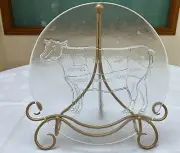 COW GLASS PLATTER DEPICTING CUTS OF BEEF, VERY RARE