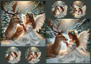 Decoupage Creatives, Rice Paper, Decoupage, Mixed Media, Christmas, Angels, Deer