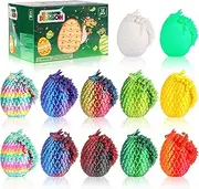 12PCS 3D Printed Easter Dragon Eggs with 3D Printed Dragon Inside, Micro Easter Basket Stuffers Mini Dragon Egg Set Articulated Crystal Dragon Fidget Toy for Adults Teens