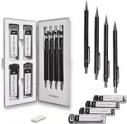 Mozart Mechanical Pencil Set with Case - 4 Sizes: 0.3, 0.5, 0.7 & 0.9Mm with 30