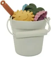 6 Piece Silicone Beach Toy Accesory Set - Bucket, Spade and Molds