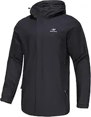 [NORDIC OUTLAND] Mens Ultra Lightweight Hooded Waterproof Rain Jacket Breathable Raincoat Shell for Hiking fishing walking dogs
