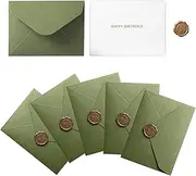 RINGSUN Birthday Cards, 5-Pack Blank Cards with Envelopes and Sealing Wax Stamp, Greeting Cards for Man Woman Birthday, Avocado Green